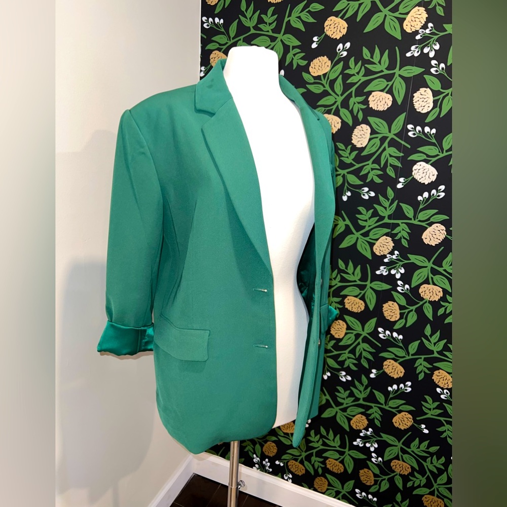 Luxe Emerald Oversized Boyfriend Blazer Dressed in Lala